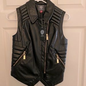 BNWT Black Vegan Leather Vest